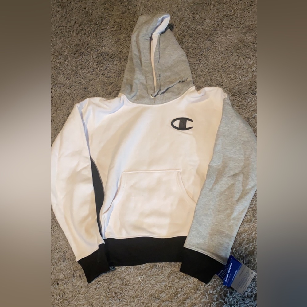 Champion Hoodie| Size Small| Gray and White| 84% Cotton 16% Polyester